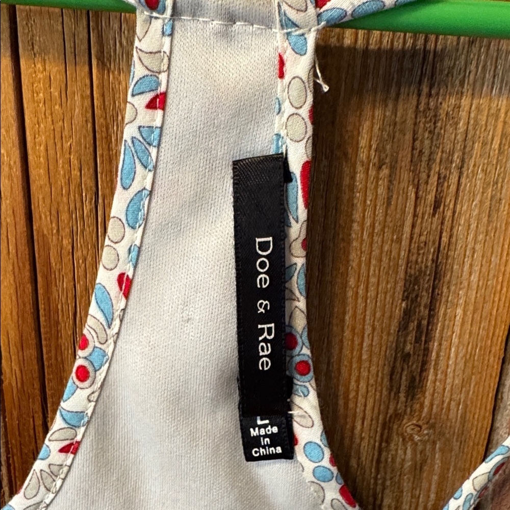 Doe & Rae Blue, white and Red Patterned Sundress size large - Picture 3 of 14